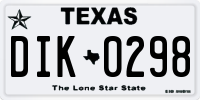 TX license plate DIK0298