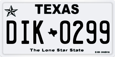 TX license plate DIK0299
