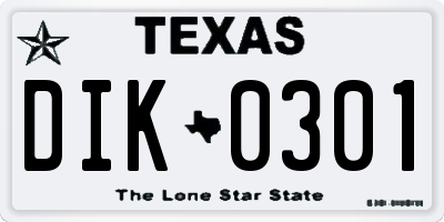 TX license plate DIK0301