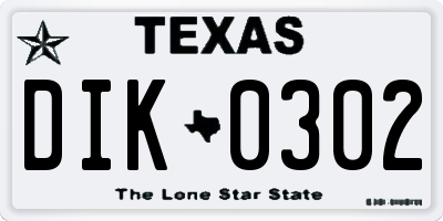 TX license plate DIK0302