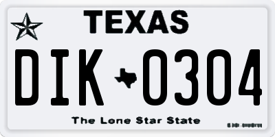 TX license plate DIK0304