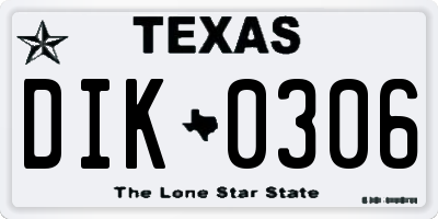 TX license plate DIK0306