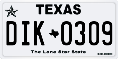 TX license plate DIK0309