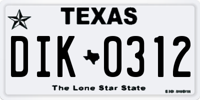 TX license plate DIK0312