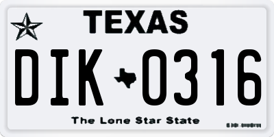 TX license plate DIK0316