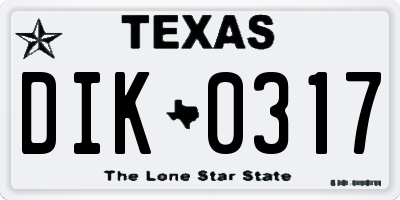 TX license plate DIK0317