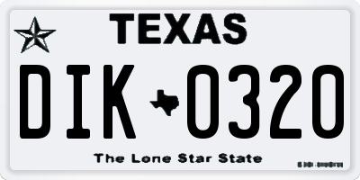 TX license plate DIK0320
