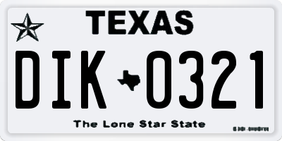 TX license plate DIK0321