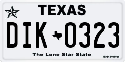 TX license plate DIK0323