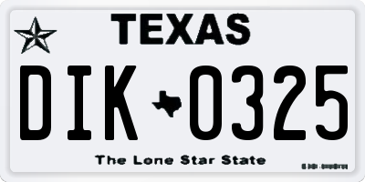 TX license plate DIK0325