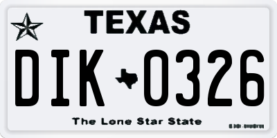 TX license plate DIK0326