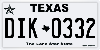 TX license plate DIK0332