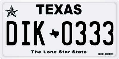TX license plate DIK0333