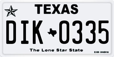 TX license plate DIK0335