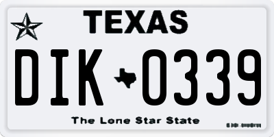 TX license plate DIK0339