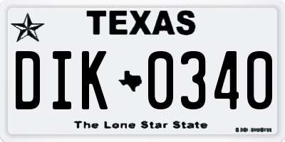 TX license plate DIK0340