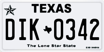 TX license plate DIK0342
