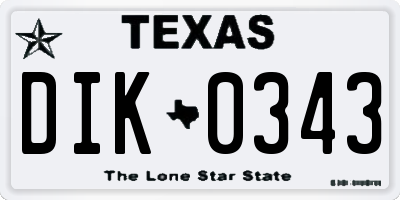TX license plate DIK0343