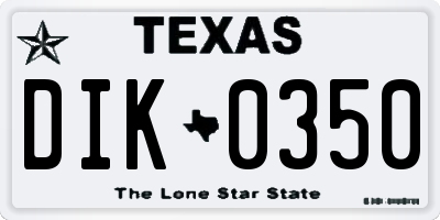 TX license plate DIK0350