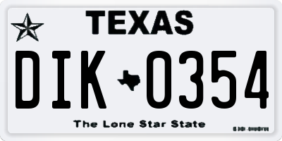 TX license plate DIK0354