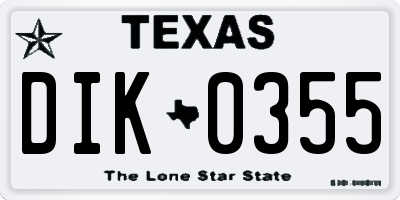 TX license plate DIK0355