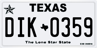 TX license plate DIK0359