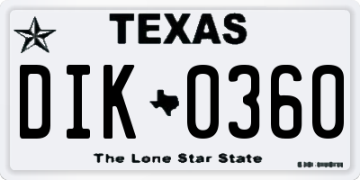 TX license plate DIK0360