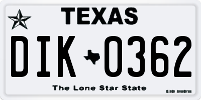 TX license plate DIK0362