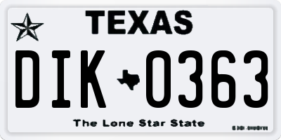 TX license plate DIK0363