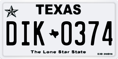 TX license plate DIK0374