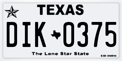 TX license plate DIK0375