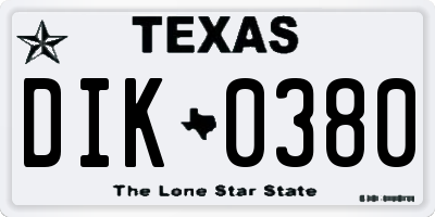 TX license plate DIK0380