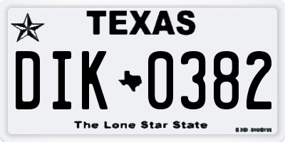 TX license plate DIK0382