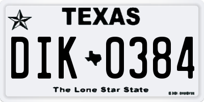TX license plate DIK0384