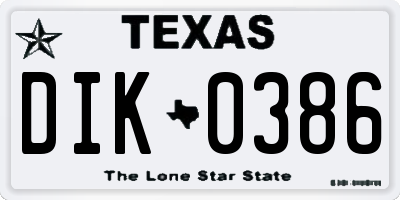TX license plate DIK0386