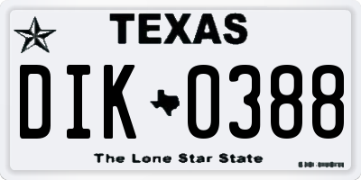 TX license plate DIK0388