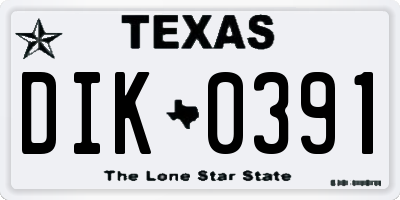 TX license plate DIK0391