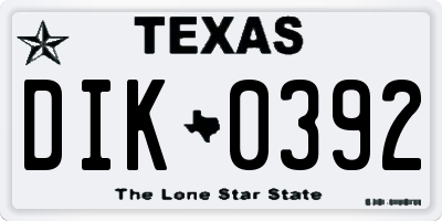 TX license plate DIK0392