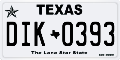 TX license plate DIK0393