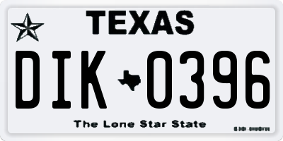 TX license plate DIK0396