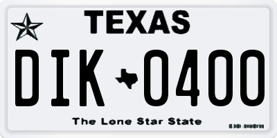 TX license plate DIK0400