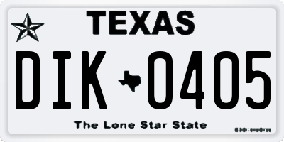 TX license plate DIK0405