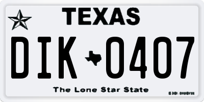 TX license plate DIK0407