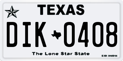 TX license plate DIK0408