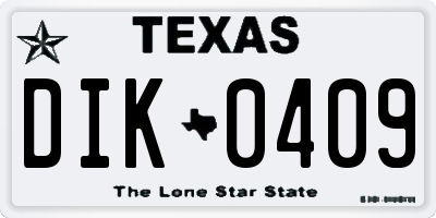 TX license plate DIK0409