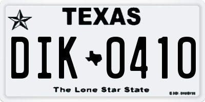 TX license plate DIK0410