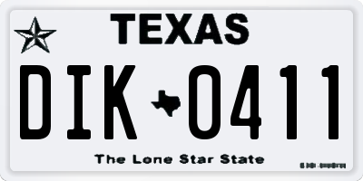 TX license plate DIK0411