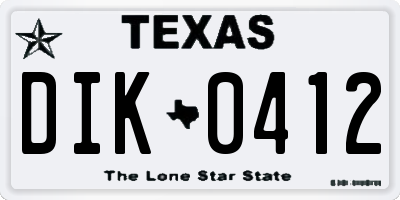 TX license plate DIK0412
