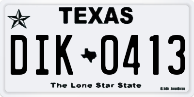 TX license plate DIK0413