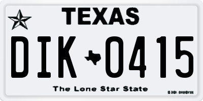 TX license plate DIK0415
